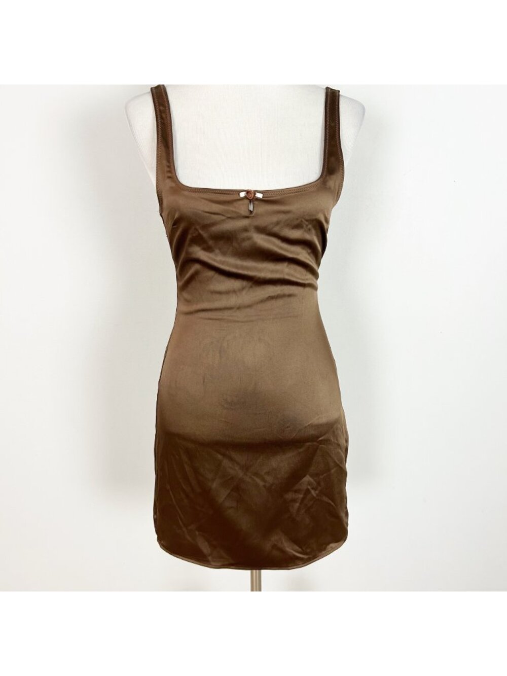 NEW Zara Brown Satiny Slip Dress‎ Coquette Luxe Party Soft Girl Size Small